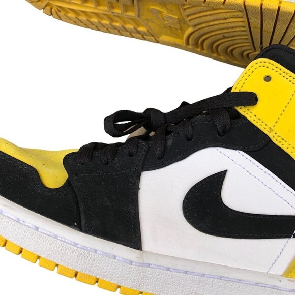 2019 Nike Air Jordan 1 Mid Yellow Toe Black Size 11 - Picture 6 of 14